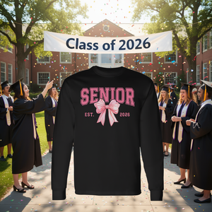 T-shirt à manches longues pour la promotion supérieure 2026, motif nœud rose, cadeau de remise de diplôme - Product Image 3