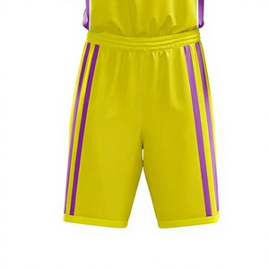 Ensemble d'uniformes de basketball LONG MISSION INDUSTRY jaune et violet, impression par sublimation, respirant, 100 % polyester, adulte unisexe, broderie - Product Image 5