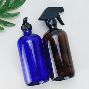 Botella de Spray de Vidrio Transparente/Ámbar de 250ml/500ml/16oz, Tipo Boston Redonda, con Pulverizador y Funda de Silicona para Limpieza - Product Image 6