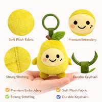 Porte-clés en peluche personnalisé, jouet en peluche doux, boîte mystère, design poire, fournisseur OEM de cadeaux promotionnels scolaires et de marchandises de mascotte