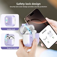 Nouvelle coque magnétique à éjection automatique 2026 pour AirPods 5/4 Pro 3, coque blindée bicolore avec support de téléphone et dragonne