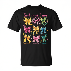 Camiseta cristiana con lazo y estampado floral de God Says I Am Coquette para mujer, regalo para el Día de la Madre - Product Image 2