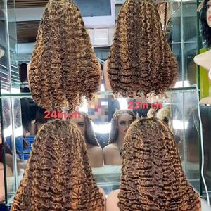 Pelucas sin Pegamento, Peluca Frontal de Encaje HD, Cabello Humano Sdd Birmano Rizado, Cutícula Alineada, Pelucas Frontales de Encaje con Reflejos para Mujeres Negras - Product Image 3