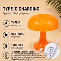 Lampe de bureau LED sans fil moderne et flexible en forme de champignon, rechargeable, à intensité variable par toucher, portable pour le bureau et les chambres