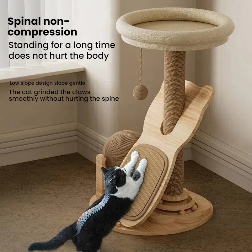 Multi-Level Cat Tree with Scratching Board & Climbing Frame – Multi-Purpose Cat Tower for Play, Exercise & Rest - View 2
