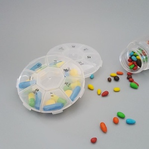 Portapillole Settimanale Rotondo per 7 Giorni, Contenitore Circolare Sigillato per Medicinali, Vendita all'Ingrosso OEM di Alta Qualità per Viaggi e Uso Quotidiano - Product Image 1
