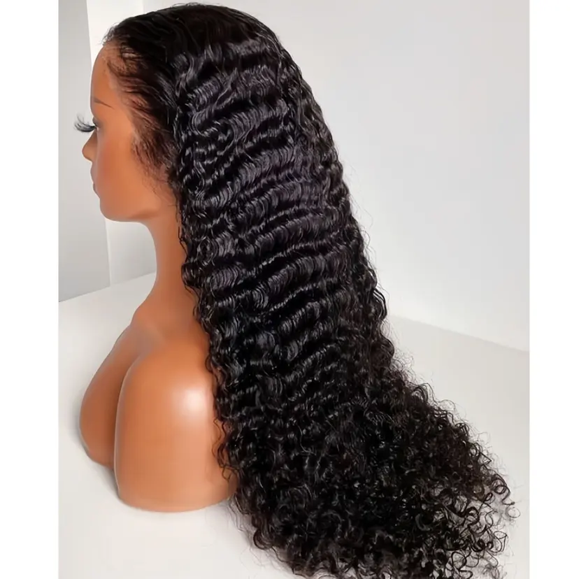 Peluca Frontal de encaje de onda profunda transparente HD de densidad 250%, pelucas de cabello humano con frente de encaje rizado profundo brasileño de 30 pulgadas para mujeres negras