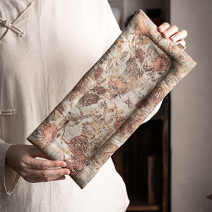 Tapis à thé rectangulaire en coton de style chinois, rembourré, isolant thermique, accessoire pour service à thé - Product Image 1