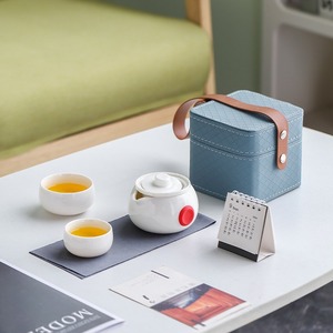 Quick Cup Travel Tea <b>Set</b> Porcelain Round With Lid Portable Kung Fu <b>Teapot</b> Single Person - Product Image 5