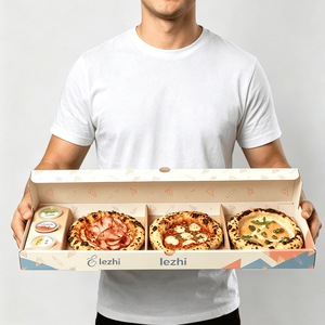 Boîte à <span class=keywords><strong>pizza</strong></span> personnalisée à 3 compartiments, <span class=keywords><strong>emballage</strong></span> en carton alimentaire pour mini-pizzas, boîte à emporter écologique - Product Image 3
