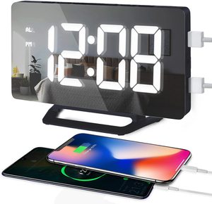 Reloj <span class=keywords><strong>despertador</strong></span> Digital con pantalla grande para dormitorio, dispositivo con doble puerto de carga USB, de escritorio estético de 6,5 pulgadas - Product Image 1
