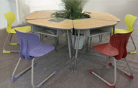 Ensemble de mobilier de classe : Tables et chaises hexagonales pour salle d'activités, bureau et chaise d'étude universitaires modulables