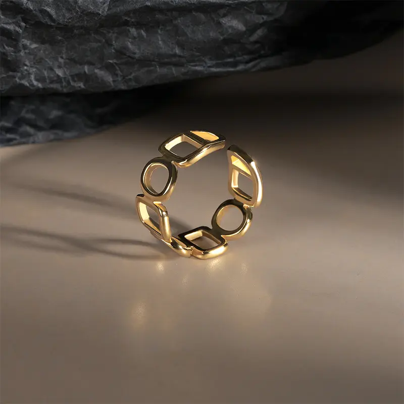 Edler Schmuck 925 Sterling Silber Hohl Vintage 18 Karat Gold offen verstellbarer Ring für Frauen