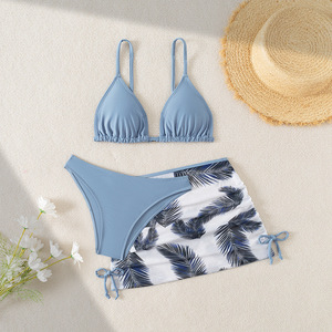 Ingrosso 2025 per bambini costumi da bagno Custom Logo costumi da bagno pianta stampa 3 pezzi Beachwear vita alta per adolescenti ragazze <span class=keywords><strong>Bikini</strong></span> per bambini - Product Image 6
