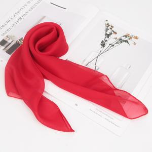 Sciarpa di Chiffon quadrata eterea all'ingrosso piccola per ragazze bambini di alta qualità Logo personalizzato in poliestere Plain Color sciarpa bandane - Product Image 3