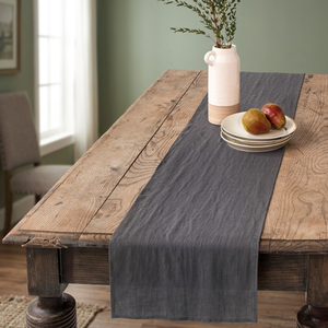 Rustic Dark Gray Linen <b>Table</b> <b>Runner</b> Solid Woven Washable Home Decor - Product Image 1