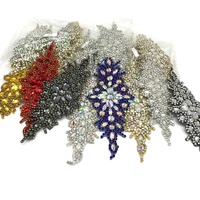 Aplique de Cristal para Vestido de Novia S608, Aplique de Pedrería, Parche de Flores con Diamantes