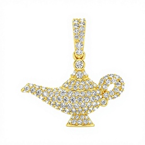 Trending 925 <b>Silver</b> Magical Genie <b>Lamp</b> Pendants Moissanite Diamond Good Luck Charms Unique Design Luxury Chunky Necklace Jewelry - Product Image 1