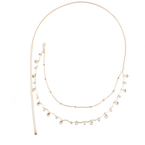 Double Layered Shell Rhinestone Waist Chain Gold <b>Beach</b> Fashion Body Chain Tassel Design Zinc Alloy Women's <b>Accessory</b> - Product Image 5