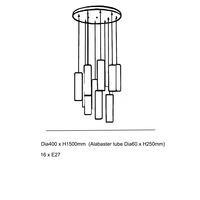 Luminaire suspendu en colonne cylindrique en albâtre cascade - Cylindres en albâtre espagnol naturel, salles à manger et salons