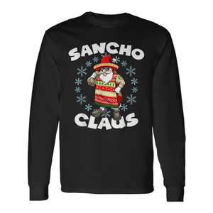 Camiseta de manga larga navideña de Papá Noel mexicano Sancho Claus - Product Image 1