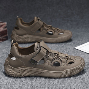 Sandalias de Verano para <span class=keywords><strong>Hombre</strong></span>, de Color Sólido, Transpirables, para Playa, <span class=keywords><strong>con</strong></span> Orificios, Modernas, Combinables <span class=keywords><strong>con</strong></span> Todo, Antideslizantes, Casuales, <span class=keywords><strong>con</strong></span> <span class=keywords><strong>Velcro</strong></span> - Product Image 4