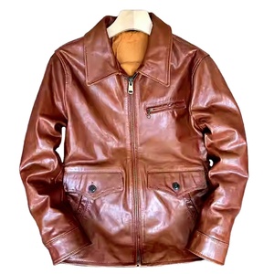 Veste <span class=keywords><strong>de</strong></span> motard en cuir <span class=keywords><strong>de</strong></span> chèvre pleine fleur tannée végétallement pour homme, col rabattu, fermeture éclair, veste en cuir <span class=keywords><strong>de</strong></span> moto - Product Image 3
