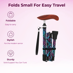 <span class=keywords><strong>Canne</strong></span> pliable autoportante en <span class=keywords><strong>fibre</strong></span> <span class=keywords><strong>de</strong></span> <span class=keywords><strong>carbone</strong></span> JINDA, hauteur réglable avec poignée en bois, impression UV personnalisée, capacité <span class=keywords><strong>de</strong></span> 100 kg - Product Image 4