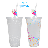 Gobelet en plastique réutilisable à changement de couleur magique, anti-corrosion, résistant à l'eau bouillante, non compatible lave-vaisselle, pour consommation directe (Cold Party)