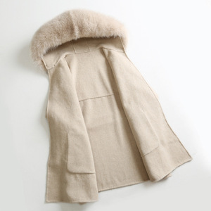 Jtfur cappotto di lana da donna con cappuccio da donna in lana con cappuccio da donna - Product Image 3