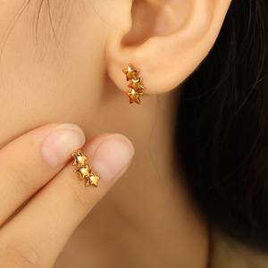 Boucles d'oreilles étoile plaquées or 18 carats en acier inoxydable, bijoux tendance pour femme, cadeau EH758G - Product Image 4