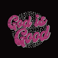 Design personnalisé « Dieu est bon » chrétien avec strass pour transfert thermique sur T-shirt