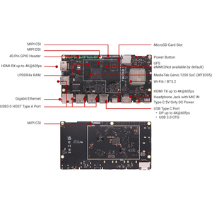 NIO 12L MTK Genio 1200 Octa Core SBC, Placa de Desarrollo de Computadora de Placa Única con Sistema Operativo Preinstalado, Radxa - Product Image 2