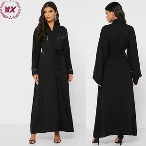 Eid Chinese Factory Cheap Price Embroidered Twill Abaya With Pockets UK Style Muslim Women Islamic Clothing