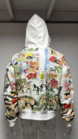 Sweat à capuche zippé pour homme, coupe courte et épaules tombantes, avec impression DTG personnalisée et strass, effet vieilli, de Guangzhou Shangshang Industrial Heavyweight
