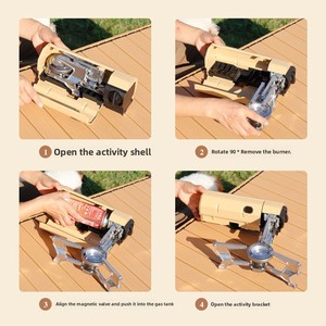 Estufa Portátil Plegable de Metal para Camping, con Parrilla, para 3-5 Personas, Combustible <span class=keywords><strong>Butano</strong></span>, Diseño Simple, para Cocinar Té - Product Image 4