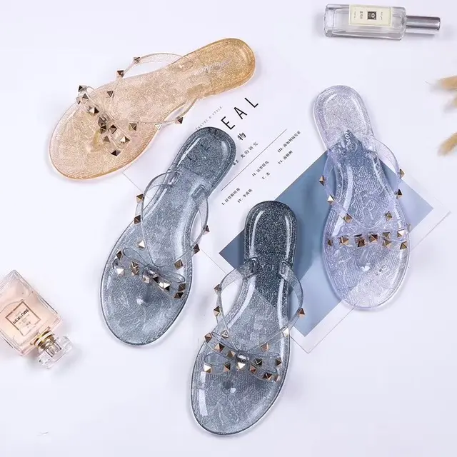 Summer Beach Sandals Slim Flip-Flops Slippers Designer Brand Shoes Women Slipper Rivets Slippers for lady