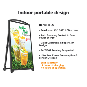 Mới nhất xách tay quảng cáo đưa ra 43 inch pin có thể sạc lại quảng cáo hiển thị Màn hình <span class=keywords><strong>LED</strong></span> Trong Nhà Kỹ thuật số biển hiển thị - Product Image 2
