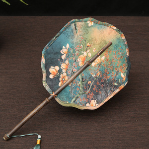 Bamboo Handmade Woven Fan Natural Art Collectible Round Fan With Floral Design For Decor And Gift - Product Image 2