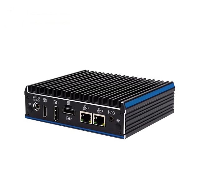Intel J4125 Mini Box PC Fanless Industrial Computer with Linux/Windows Dual-Network Port 2xDP & 1xHD-MI Video Port DDR4 RAM