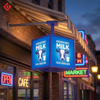 Letrero Luminoso LED Cuadrado para Exteriores, de Pared, con 4 Caras Giratorias, para Menús, Publicidad en Bares y Restaurantes de Comida Rápida