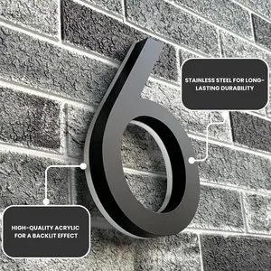 أرقام عناوين مضيئة مخصصة للمنازل، لافتة خارجية من الفولاذ المقاوم للصدأ بأحرف مضيئة، لافتة أرقام ثلاثية الأبعاد بإضاءة LED - Product Image 2
