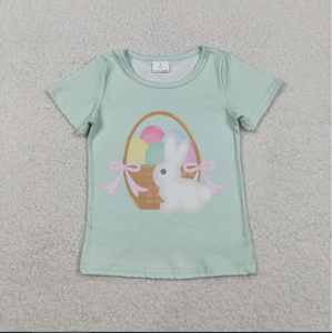 Camiseta de Manga Corta para Niñas con Estampado de Conejito de Pascua en 5 Colores - Product Image 3