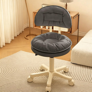 Pink Vanity Chair Swivel Salon Stool <b>Padded</b> <b>Cushion</b> Back Portable Rolling <b>Seat</b> for Bedroom Home Salon - Product Image 5