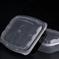 Barquette alimentaire rectangulaire jetable en PP5 avec couvercle 950ml/1550ml, compatible micro-ondes, sans BPA, pour plats à emporter