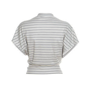 Viviblook C25TP455, nueva ropa de verano para mujer, camiseta informal de manga corta con estampado a rayas y cintura ajustada - Product Image 5