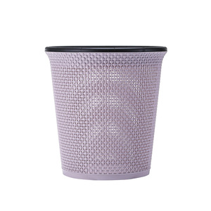 Large Minimalist Trash Can 10L Imitation Rattan Cylindrical Indoor Waste <b>Bin</b> Fog Gray Beige Blue - Product Image 5