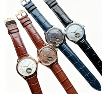 Montre-bracelet mécanique pour hommes, décontractée, quotidienne, boîtier en or rose, cadran blanc, bracelet en acier inoxydable