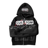 Sweat-shirts personnalisés avec patchs, sweat-shirts à fermeture éclair personnalisés avec strass, sweat-shirts vintage en molleton français délavé, streetwear pour hommes