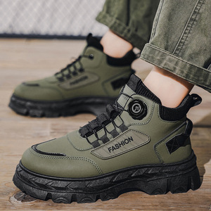 <span class=keywords><strong>Scarpe</strong></span> da Lavoro Alte da Uomo Nere Gialle Verdi, Stile Retrò, con <span class=keywords><strong>Suola</strong></span> Spessa Antiscivolo alla Caviglia - Product Image 4